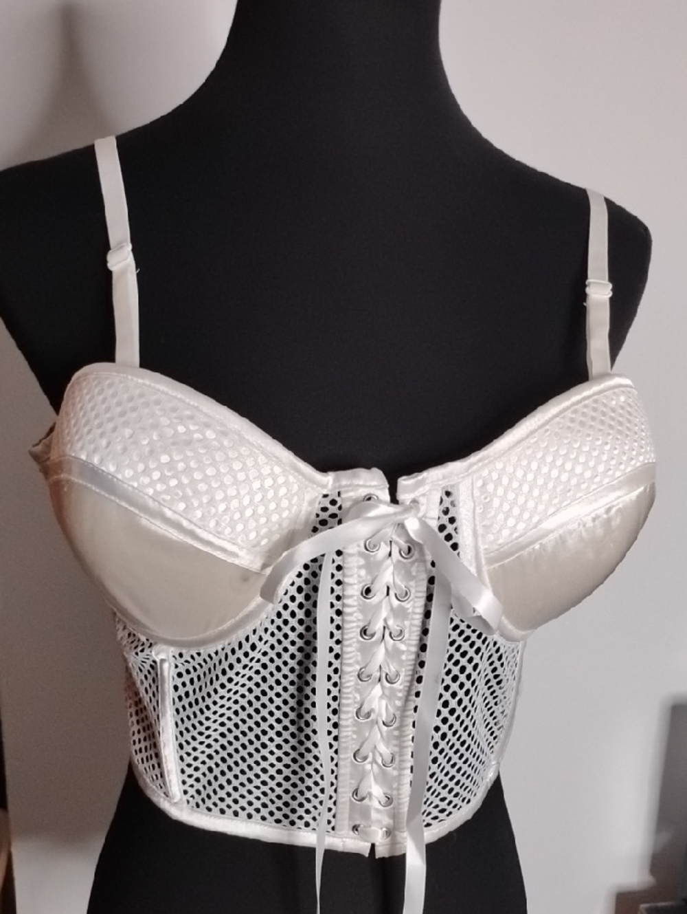 Charlotte Russe White Lace-Up Longline Bustier Corset Top